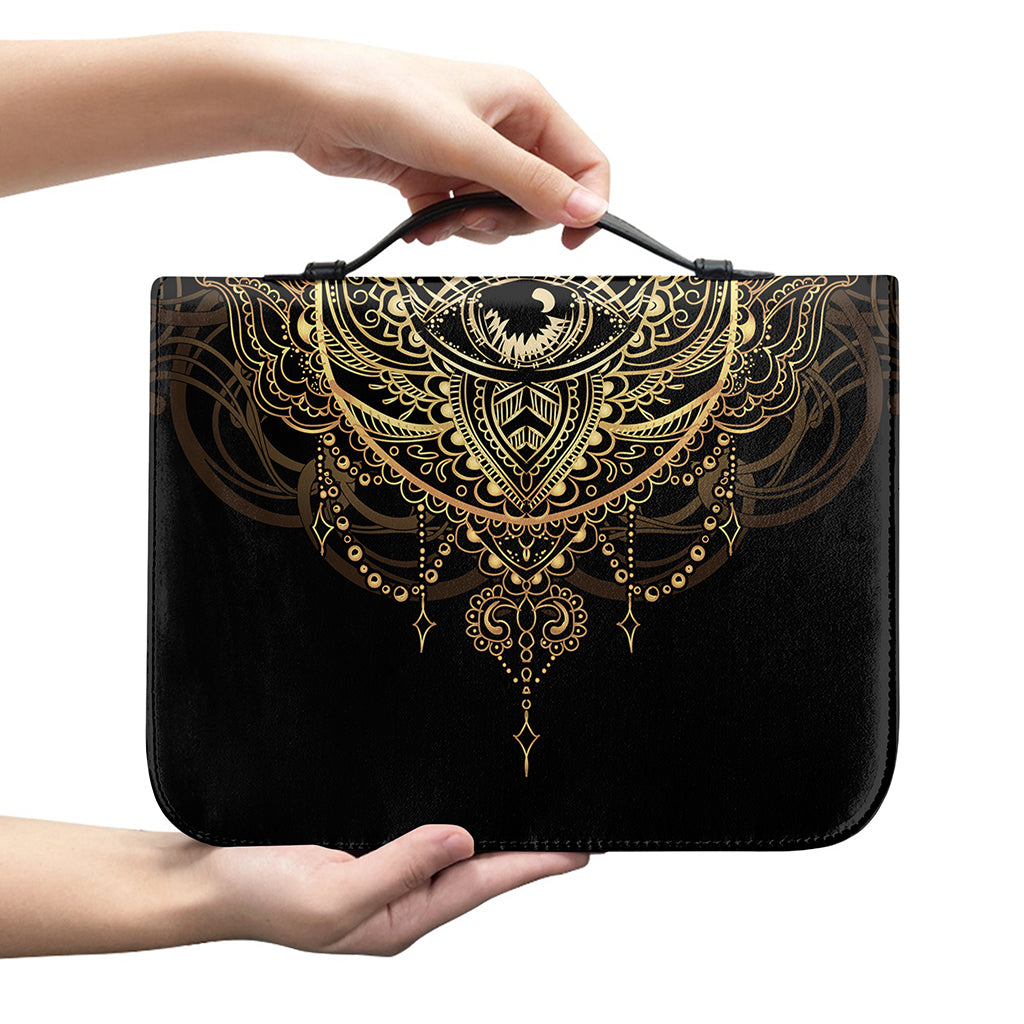 Spiritual Hamsa Hand Of Fatima Print Leather Bible Cover