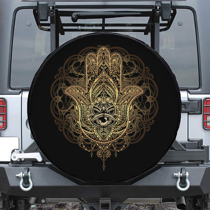 Spiritual Hamsa Hand Of Fatima Print Leather Spare Tire Cover