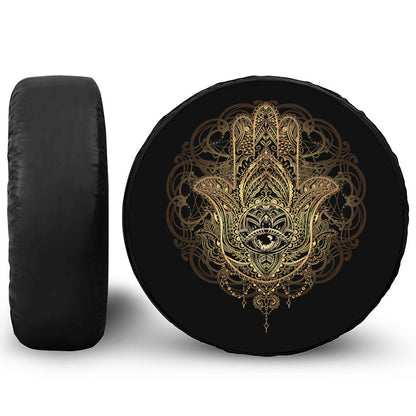Spiritual Hamsa Hand Of Fatima Print Leather Spare Tire Cover