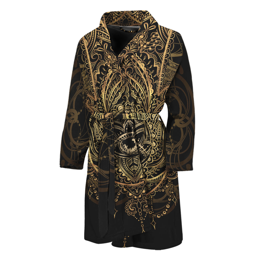 Spiritual Hamsa Hand Of Fatima Print Men's Bathrobe