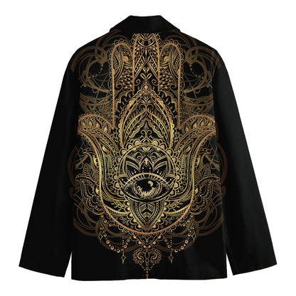 Spiritual Hamsa Hand Of Fatima Print Men's Cotton Blazer