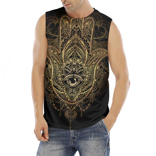 Spiritual Hamsa Hand Of Fatima Print Men's Fitness Tank Top