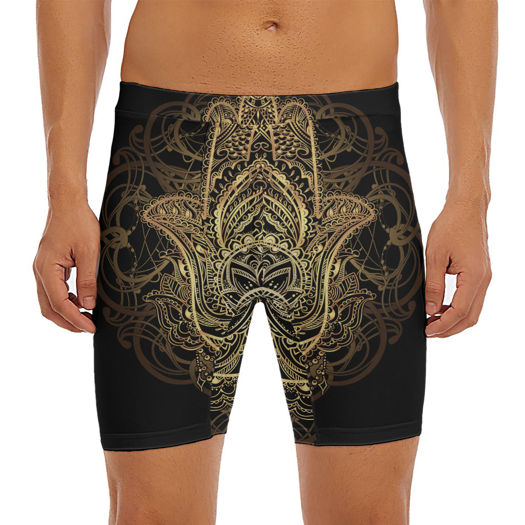 Spiritual Hamsa Hand Of Fatima Print Men's Long Boxer Briefs