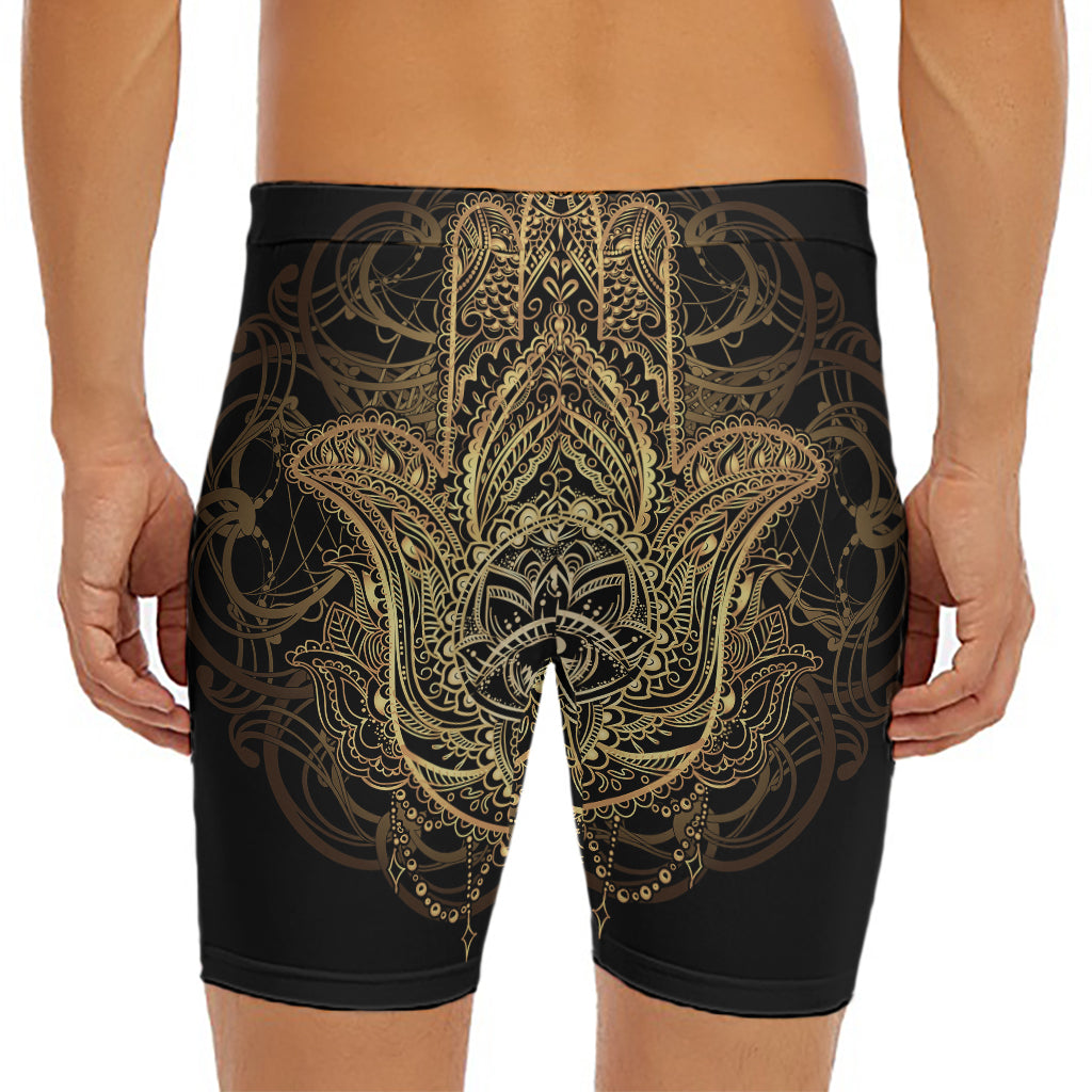 Spiritual Hamsa Hand Of Fatima Print Men's Long Boxer Briefs