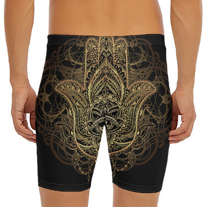Spiritual Hamsa Hand Of Fatima Print Men's Long Boxer Briefs