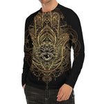 Spiritual Hamsa Hand Of Fatima Print Men's Long Sleeve Rash Guard