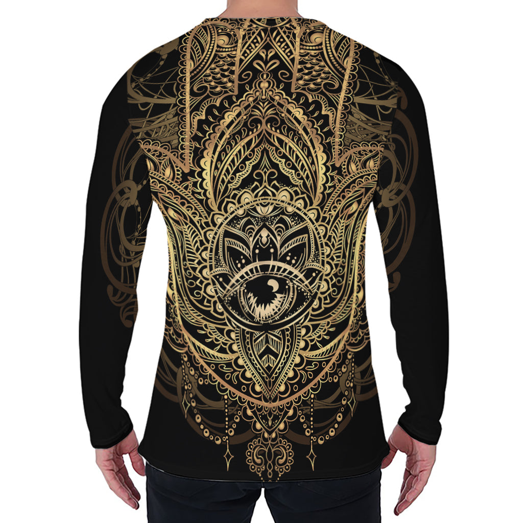 Spiritual Hamsa Hand Of Fatima Print Men's Long Sleeve T-Shirt