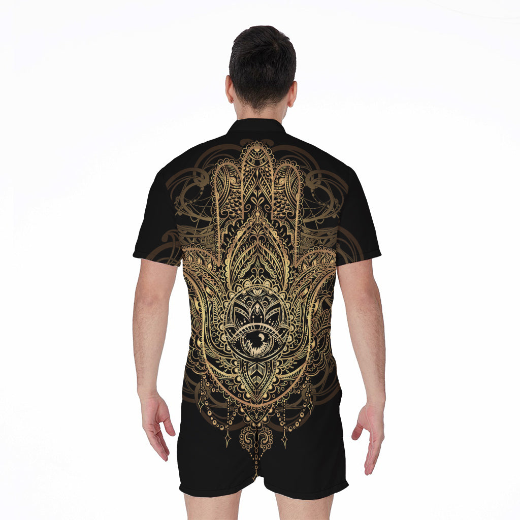 Spiritual Hamsa Hand Of Fatima Print Men's Rompers