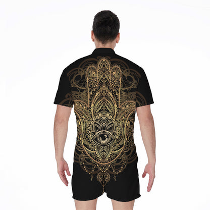 Spiritual Hamsa Hand Of Fatima Print Men's Rompers