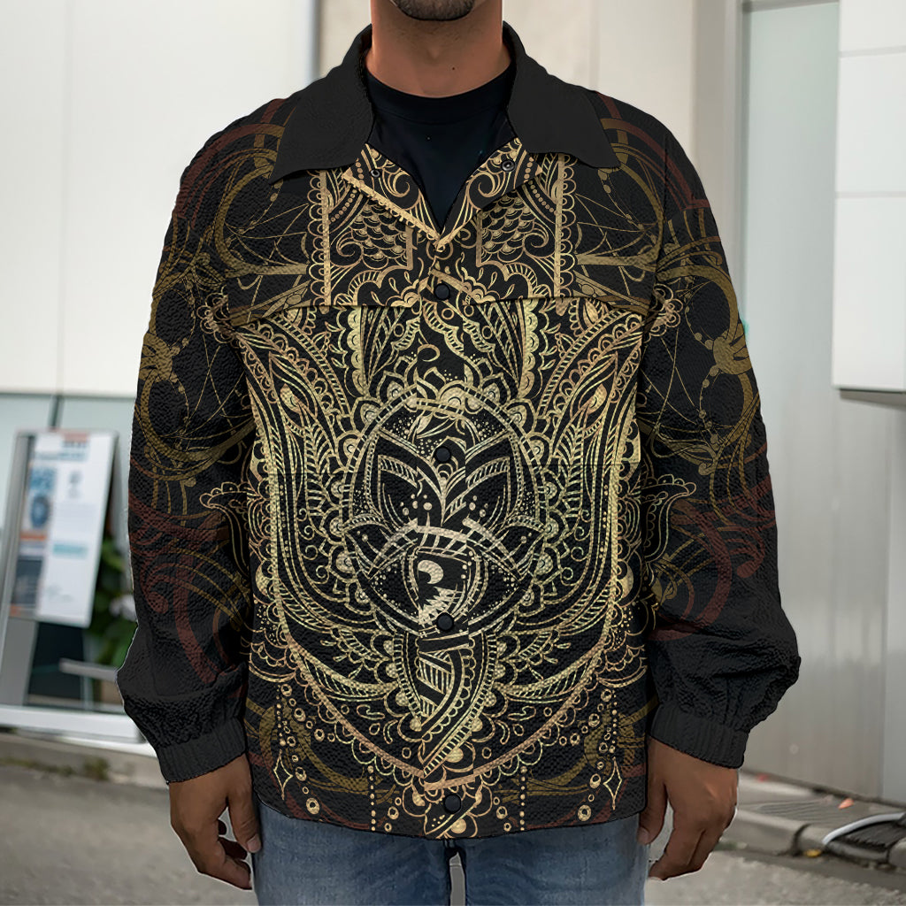 Spiritual Hamsa Hand Of Fatima Print Men's Shirt Jacket