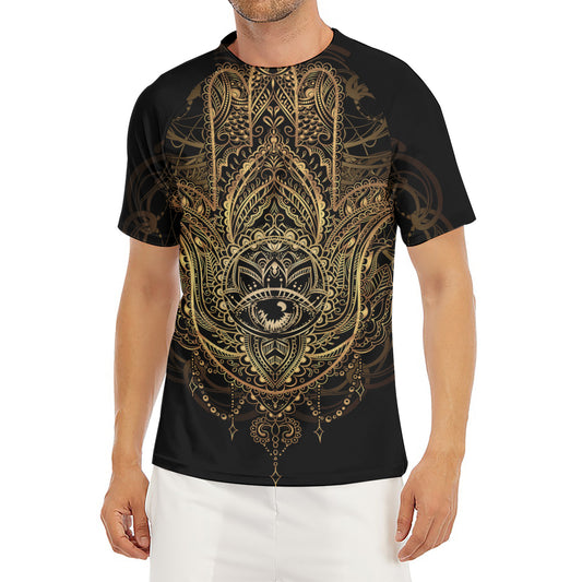 Spiritual Hamsa Hand Of Fatima Print Men's Short Sleeve Rash Guard