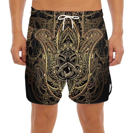Spiritual Hamsa Hand Of Fatima Print Men's Split Running Shorts