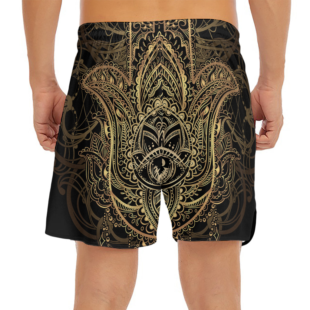 Spiritual Hamsa Hand Of Fatima Print Men's Split Running Shorts