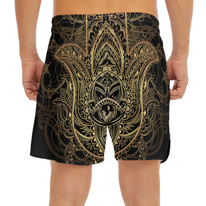 Spiritual Hamsa Hand Of Fatima Print Men's Split Running Shorts