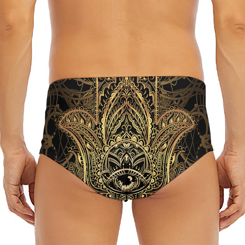 Spiritual Hamsa Hand Of Fatima Print Men's Triangle Swim Briefs