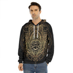 Spiritual Hamsa Hand Of Fatima Print Men's Velvet Pullover Hoodie