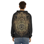 Spiritual Hamsa Hand Of Fatima Print Men's Velvet Pullover Hoodie