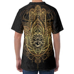 Spiritual Hamsa Hand Of Fatima Print Men's Velvet T-Shirt