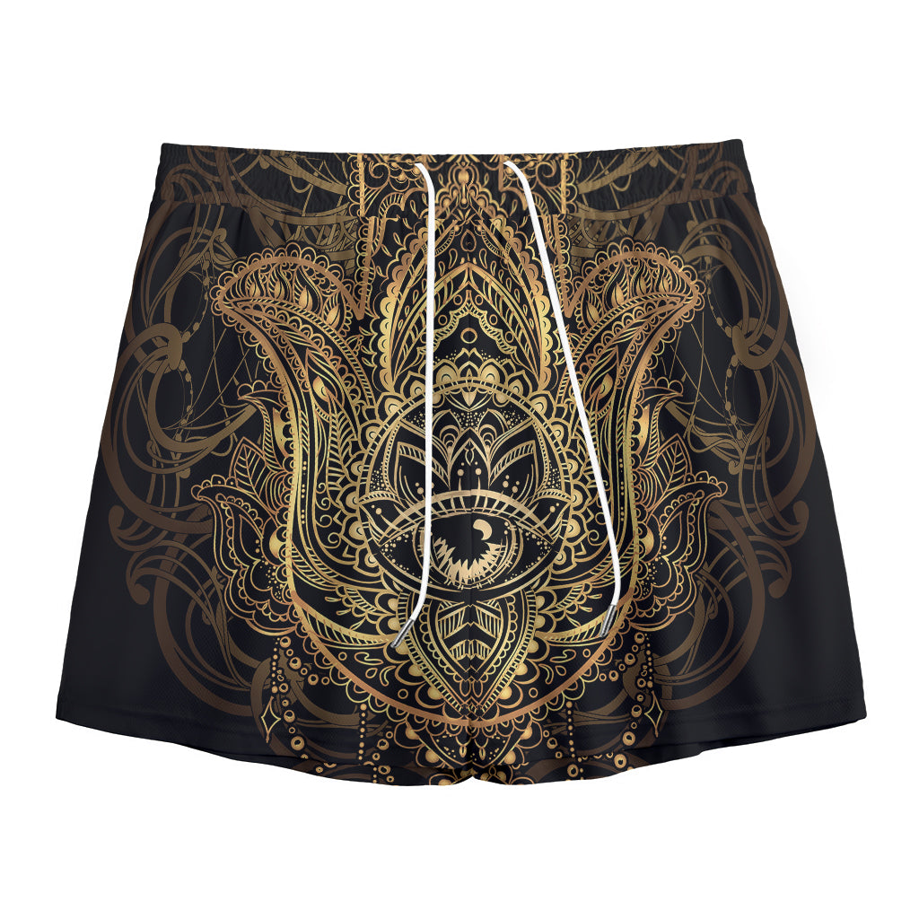 Spiritual Hamsa Hand Of Fatima Print Mesh Shorts