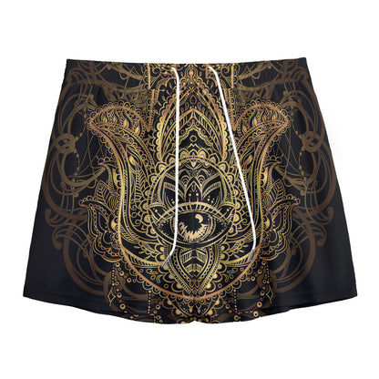 Spiritual Hamsa Hand Of Fatima Print Mesh Shorts