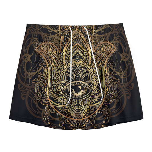 Spiritual Hamsa Hand Of Fatima Print Mesh Shorts