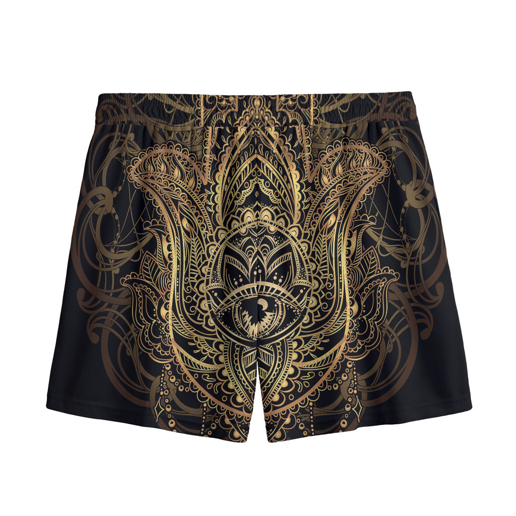 Spiritual Hamsa Hand Of Fatima Print Mesh Shorts