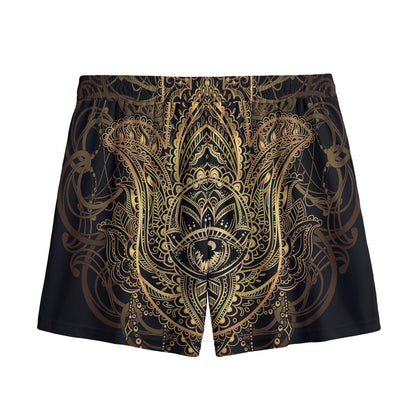 Spiritual Hamsa Hand Of Fatima Print Mesh Shorts