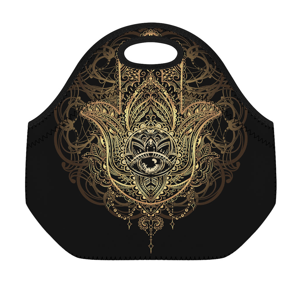 Spiritual Hamsa Hand Of Fatima Print Neoprene Lunch Bag