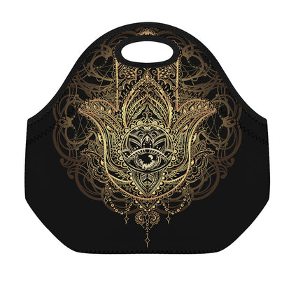 Spiritual Hamsa Hand Of Fatima Print Neoprene Lunch Bag