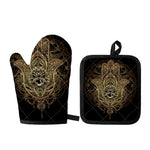 Spiritual Hamsa Hand Of Fatima Print Oven Mitt And Pot Holder Set