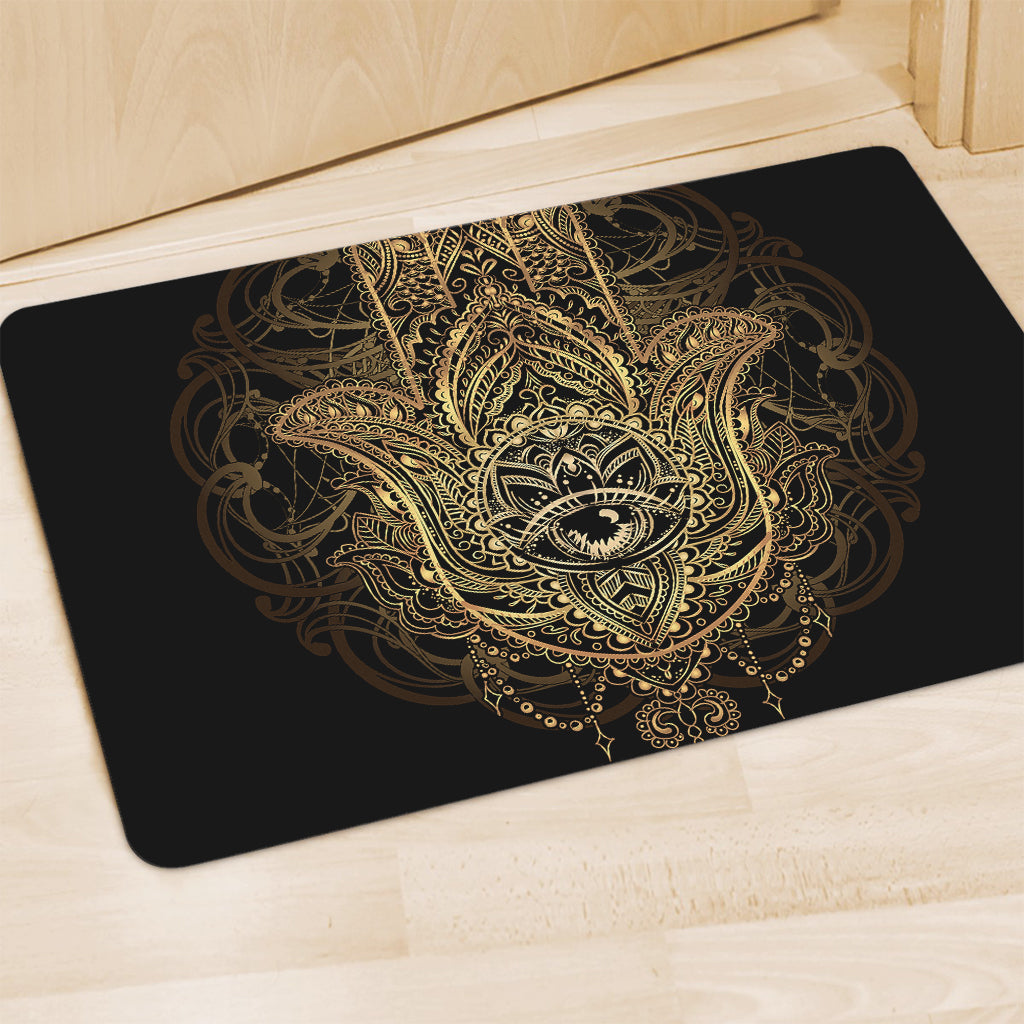 Spiritual Hamsa Hand Of Fatima Print Polyester Doormat