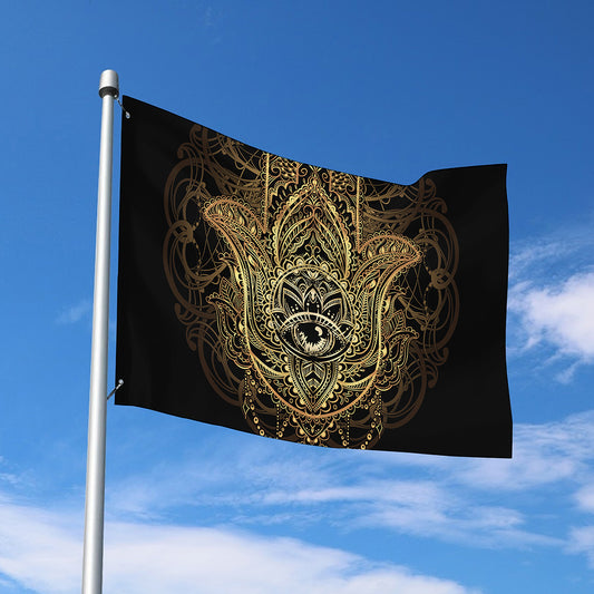 Spiritual Hamsa Hand Of Fatima Print Polyester Flag