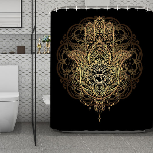 Spiritual Hamsa Hand Of Fatima Print Polyester Shower Curtain