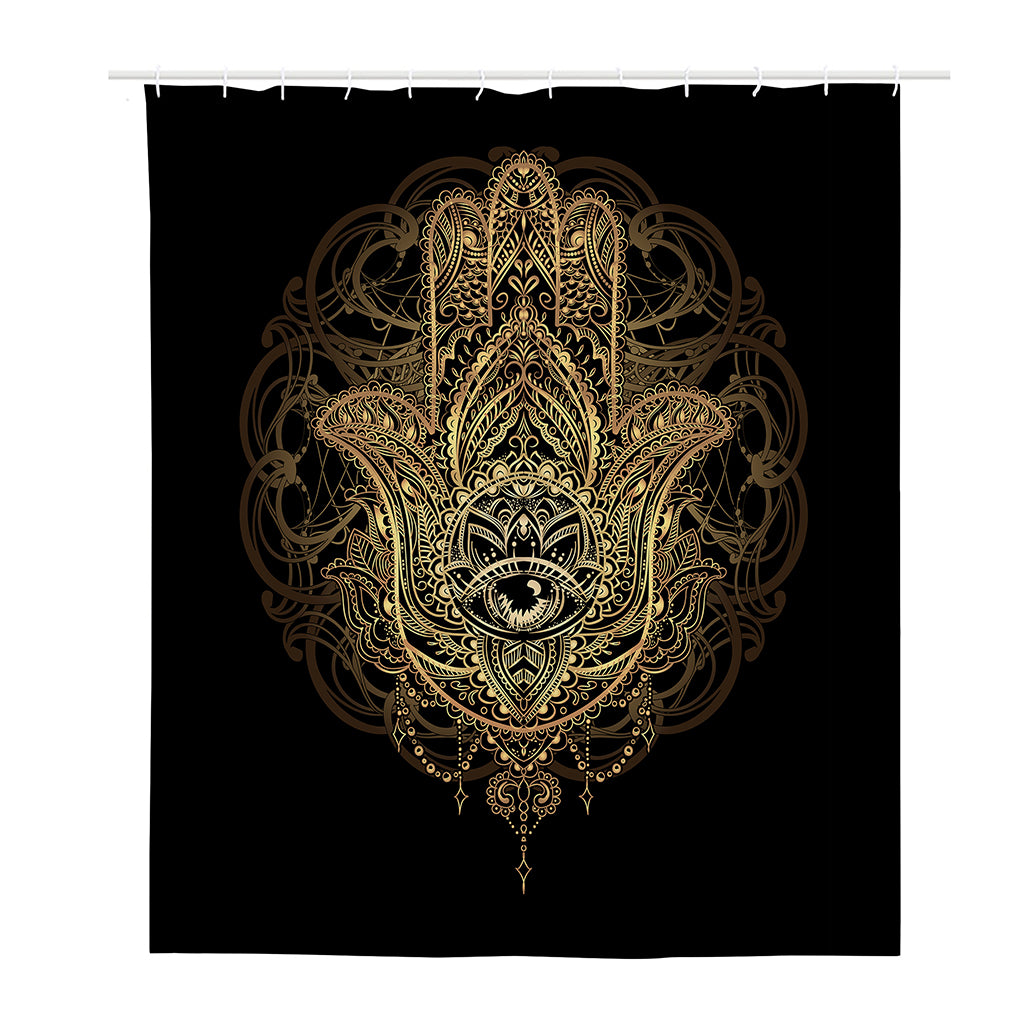 Spiritual Hamsa Hand Of Fatima Print Polyester Shower Curtain