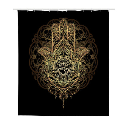 Spiritual Hamsa Hand Of Fatima Print Polyester Shower Curtain