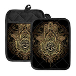 Spiritual Hamsa Hand Of Fatima Print Pot Holders With Pocket