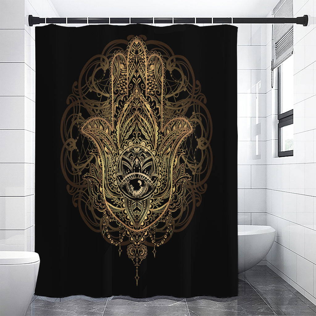 Spiritual Hamsa Hand Of Fatima Print Premium Shower Curtain