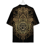 Spiritual Hamsa Hand Of Fatima Print Rayon Hawaiian Shirt