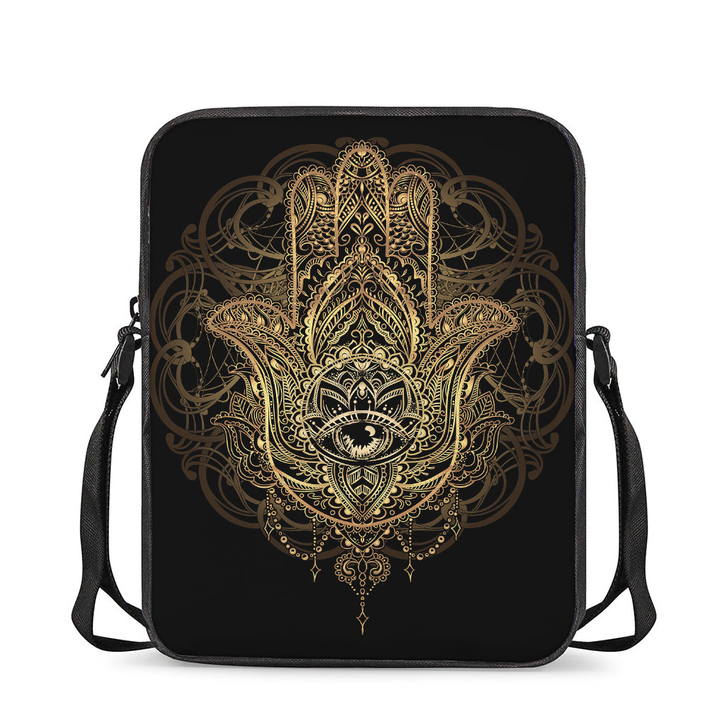 Spiritual Hamsa Hand Of Fatima Print Rectangular Crossbody Bag