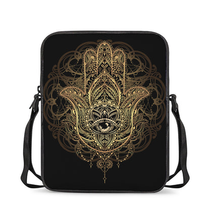 Spiritual Hamsa Hand Of Fatima Print Rectangular Crossbody Bag
