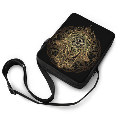 Spiritual Hamsa Hand Of Fatima Print Rectangular Crossbody Bag