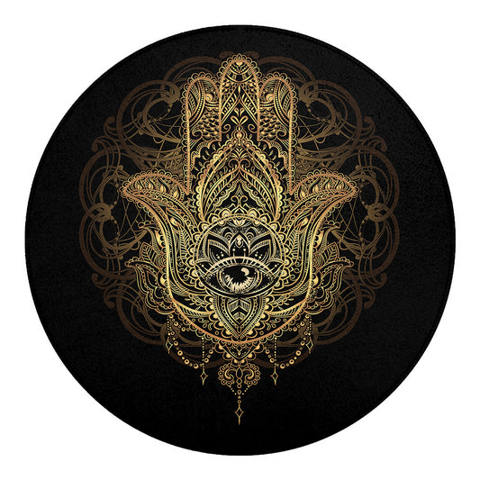 Spiritual Hamsa Hand Of Fatima Print Round Blanket