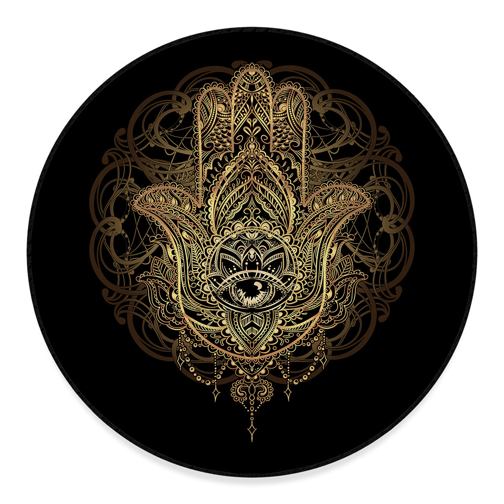 Spiritual Hamsa Hand Of Fatima Print Round Floor Mat