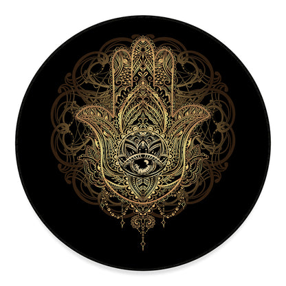 Spiritual Hamsa Hand Of Fatima Print Round Floor Mat