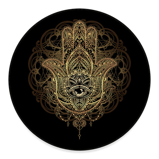 Spiritual Hamsa Hand Of Fatima Print Round Floor Mat
