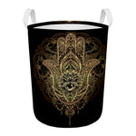 Spiritual Hamsa Hand Of Fatima Print Round Laundry Basket