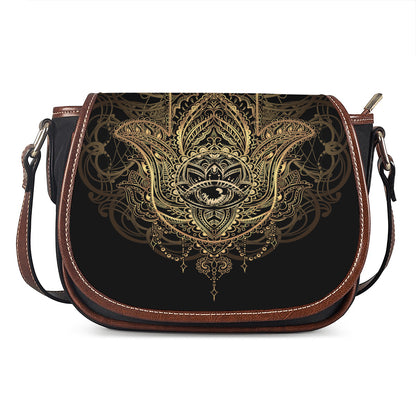 Spiritual Hamsa Hand Of Fatima Print Saddle Bag