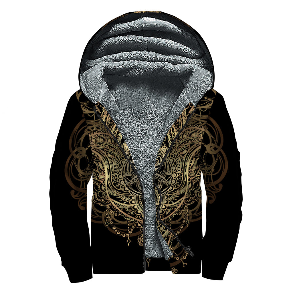 Spiritual Hamsa Hand Of Fatima Print Sherpa Lined Zip Up Hoodie