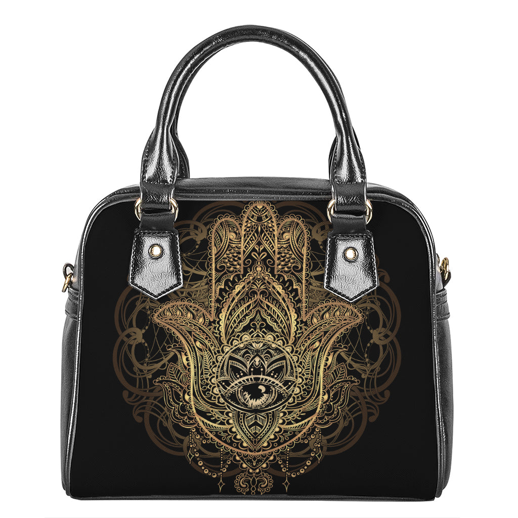 Spiritual Hamsa Hand Of Fatima Print Shoulder Handbag