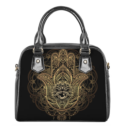Spiritual Hamsa Hand Of Fatima Print Shoulder Handbag